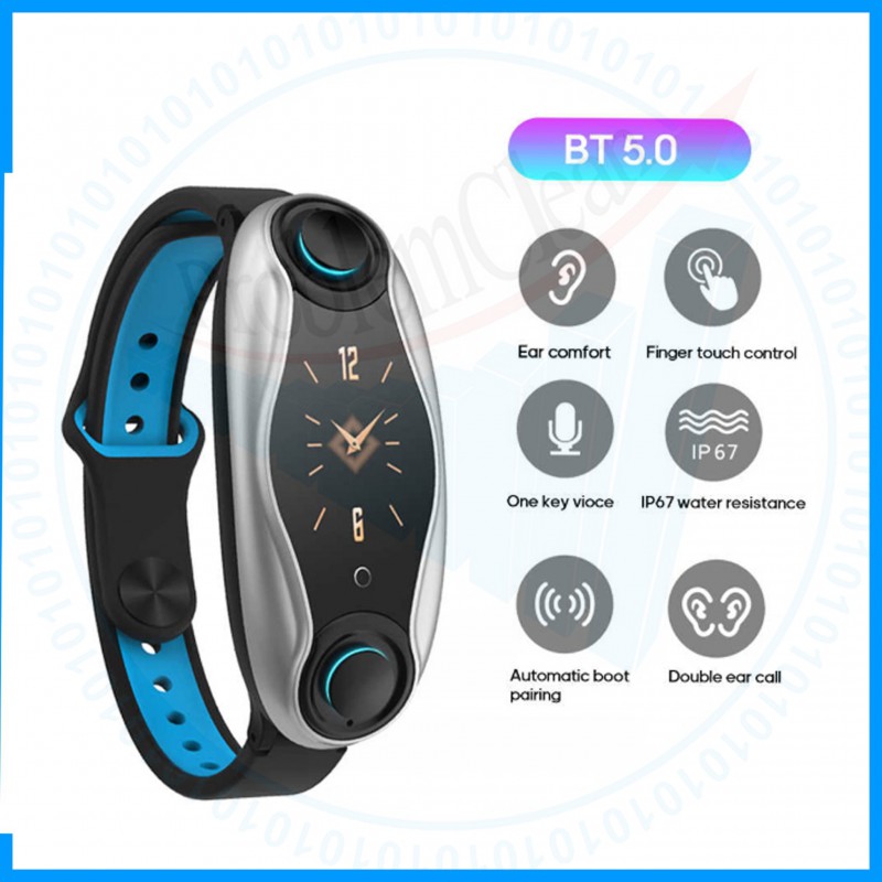 T90 Fitness Bracelet Bluetooth 50 with Wireless Earphones IP67 Waterproof  Smart Watch Wome Men Smart Band for Android IOS Phone